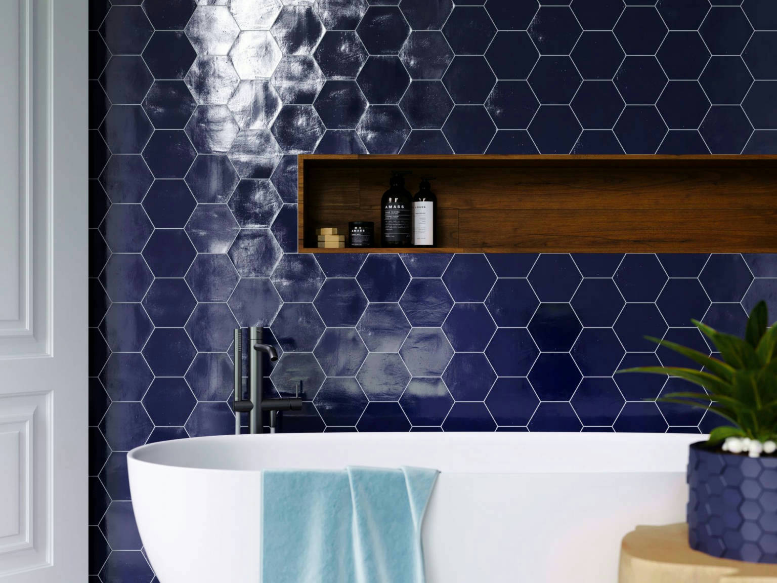 Ronda 5.5X6.3” Cobalt Hexagon | Qualis Ceramica | Luxury Tile and Vinyl at affordable prices