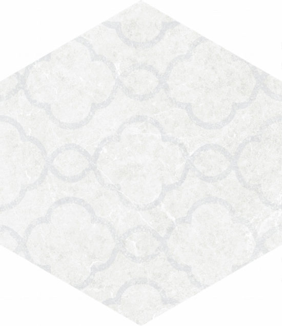 Form 5.5X6.3” White Decor Hexagon | Qualis Ceramica | Luxury Tile and Vinyl at affordable prices