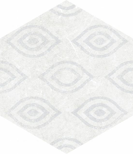 Form 5.5X6.3” White Decor Hexagon | Qualis Ceramica | Luxury Tile and Vinyl at affordable prices
