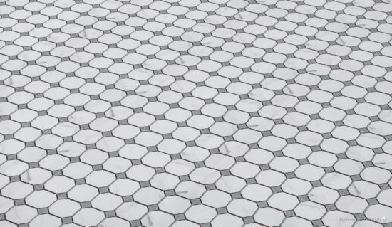 Statuario Polished Octagon/Dot Mosaic | Qualis Ceramica | Luxury Tile and Vinyl at affordable prices