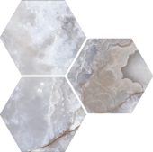 Treasure Blue Dream Onyx 6" Carved Hexagon | Qualis Ceramica | Luxury Tile and Vinyl at affordable prices