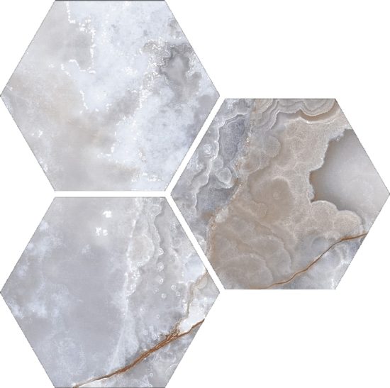 Treasure Blue Dream Onyx 6" Carved Hexagon | Qualis Ceramica | Luxury Tile and Vinyl at affordable prices