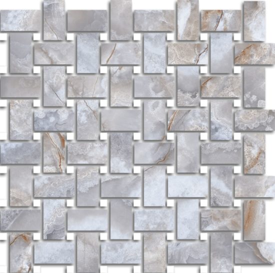 Treasure II Blue Dream Onyx Polished Basketweave Mosaic
