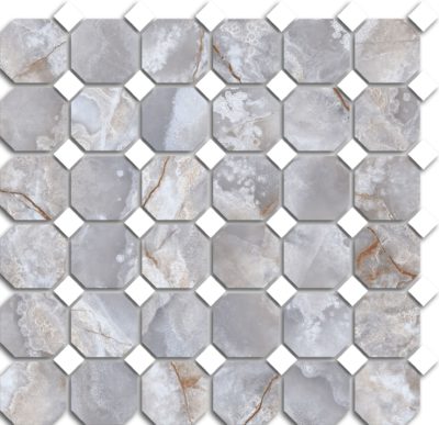 Treasure II Blue Dream Onyx Polished Octagon/Dot Mosaic