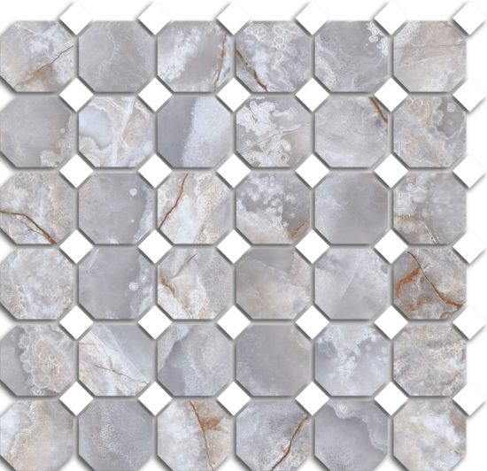 Treasure II Blue Dream Onyx Polished Octagon/Dot Mosaic