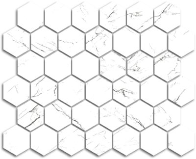 Treasure II Ice White Marble 2×2 Carved Hexagon Mosaic