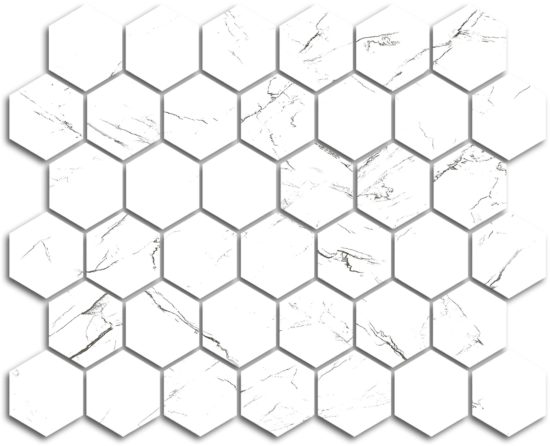 Treasure II Ice White Marble 2x2 Polished Hexagon Mosaic