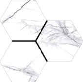 Treasure Ice White Marble 6" Carved Hexagon | Qualis Ceramica | Luxury Tile and Vinyl at affordable prices