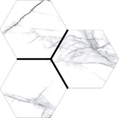 Treasure II Ice White Marble 6″ Carved Hexagon