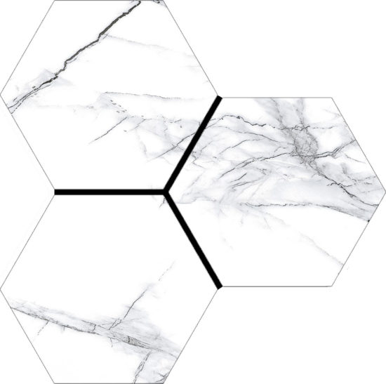Treasure II Ice White Marble 6" Carved Hexagon