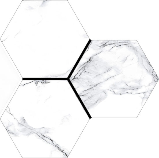 Treasure Ice White Marble 6" Carved Hexagon | Qualis Ceramica | Luxury Tile and Vinyl at affordable prices