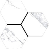 Treasure Ice White Marble 6" Carved Hexagon | Qualis Ceramica | Luxury Tile and Vinyl at affordable prices