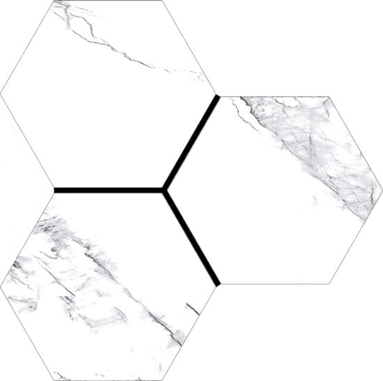 Treasure Ice White Marble 6" Carved Hexagon | Qualis Ceramica | Luxury Tile and Vinyl at affordable prices