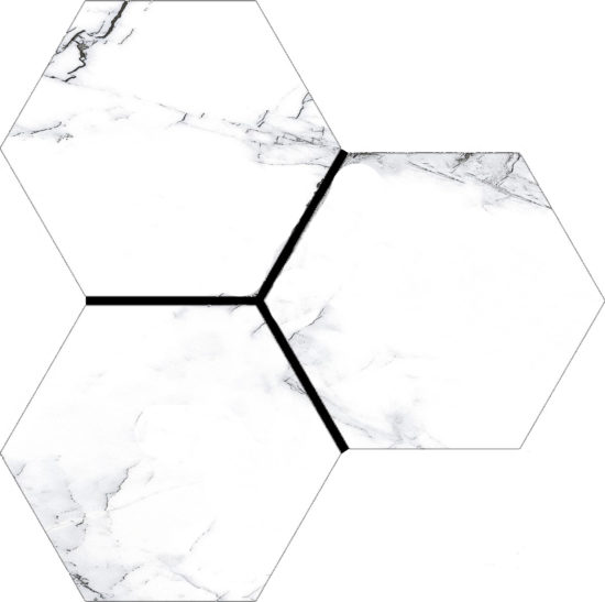 Treasure Ice White Marble 6" Carved Hexagon | Qualis Ceramica | Luxury Tile and Vinyl at affordable prices