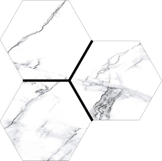 Treasure Ice White Marble 6" Carved Hexagon | Qualis Ceramica | Luxury Tile and Vinyl at affordable prices