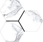Treasure Ice White Marble 6" Carved Hexagon | Qualis Ceramica | Luxury Tile and Vinyl at affordable prices