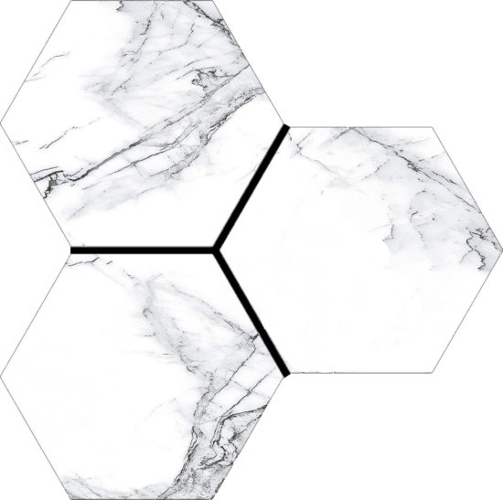 Treasure Ice White Marble 6" Carved Hexagon | Qualis Ceramica | Luxury Tile and Vinyl at affordable prices