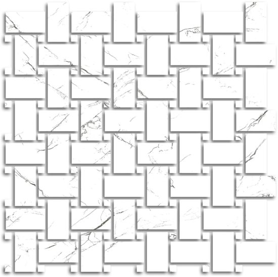 Treasure II Ice White Marble Polished Basketweave Mosaic