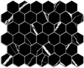 Treasure Midnight Nero 2x2 Carved Hexagon Mosaic | Qualis Ceramica | Luxury Tile and Vinyl at affordable prices