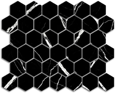 Treasure II Midnight Nero 2×2 Carved Matte Hexagon Mosaic