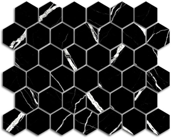 Treasure II Midnight Nero 2x2 Carved Matte Hexagon Mosaic