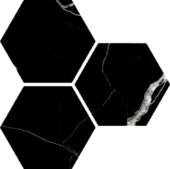 Treasure Midnight Nero 6" Carved Hexagon | Qualis Ceramica | Luxury Tile and Vinyl at affordable prices