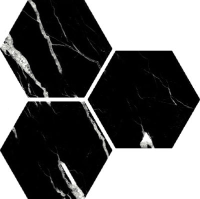 Treasure II Midnight Nero 6″ Carved Hexagon