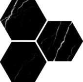 Treasure Midnight Nero 6" Carved Hexagon | Qualis Ceramica | Luxury Tile and Vinyl at affordable prices
