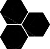 Treasure Midnight Nero 6" Carved Hexagon | Qualis Ceramica | Luxury Tile and Vinyl at affordable prices