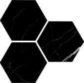 Treasure Midnight Nero 6" Carved Hexagon | Qualis Ceramica | Luxury Tile and Vinyl at affordable prices