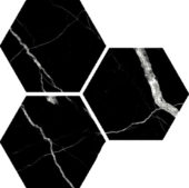 Treasure Midnight Nero 6" Carved Hexagon | Qualis Ceramica | Luxury Tile and Vinyl at affordable prices
