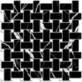 Treasure Midnight Nero Polished Basketweave Mosaic | Qualis Ceramica | Luxury Tile and Vinyl at affordable prices