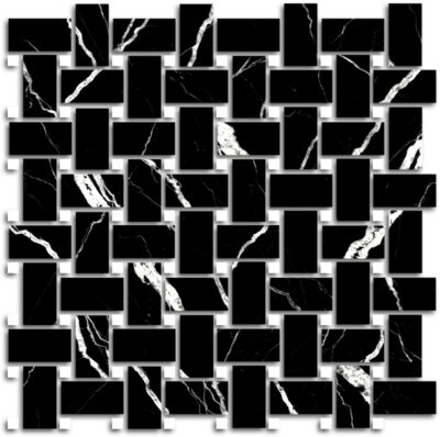 Treasure II Midnight Nero Polished Basketweave Mosaic