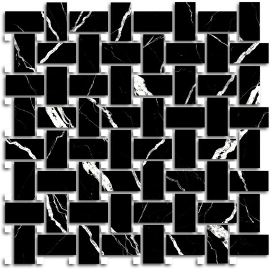 Treasure II Midnight Nero Polished Basketweave Mosaic