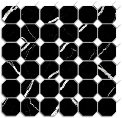 Treasure II Midnight Nero Polished Octagon/Dot Mosaic