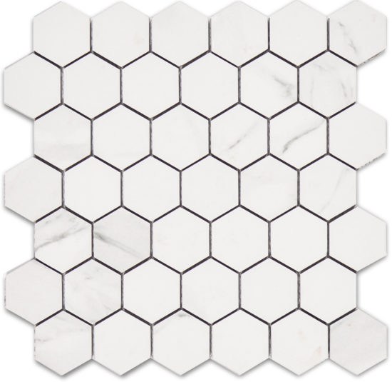 Treasure Statuario 2x2 Polished Hexagon Mosaic | Qualis Ceramica | Luxury Tile and Vinyl at affordable prices