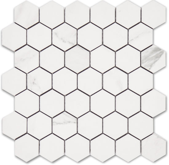 Treasure Statuario 2x2 Polished Hexagon Mosaic | Qualis Ceramica | Luxury Tile and Vinyl at affordable prices