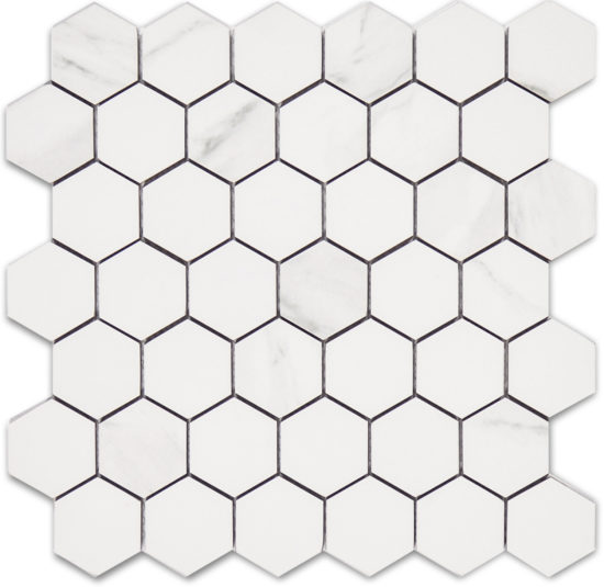 Treasure Statuario 2x2 Polished Hexagon Mosaic | Qualis Ceramica | Luxury Tile and Vinyl at affordable prices