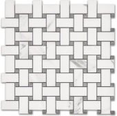 Treasure Statuario Polished Basketweave Mosaic | Qualis Ceramica | Luxury Tile and Vinyl at affordable prices
