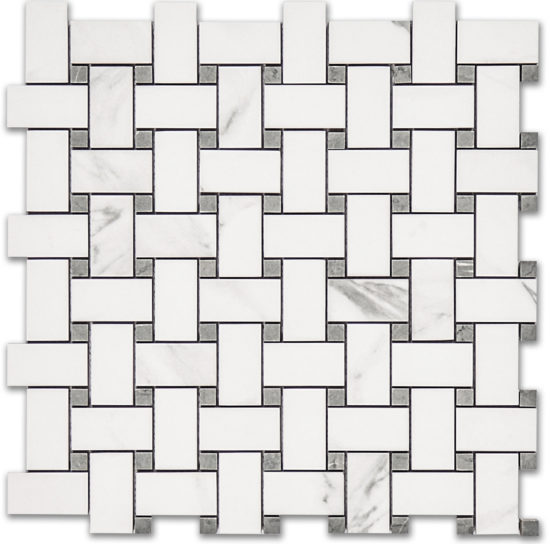 Treasure Statuario Polished Basketweave Mosaic | Qualis Ceramica | Luxury Tile and Vinyl at affordable prices