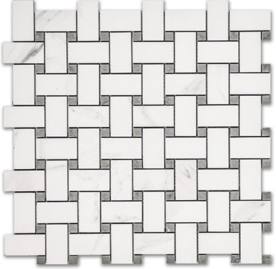 Treasure II Statuario Polished Basketweave Mosaic