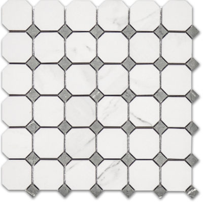 Treasure II Statuario Polished Octagon/Dot Mosaic