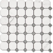 Treasure Statuario Polished Octagon/Dot Mosaic | Qualis Ceramica | Luxury Tile and Vinyl at affordable prices