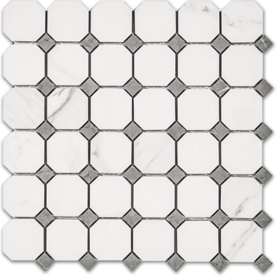 Treasure Statuario Polished Octagon/Dot Mosaic | Qualis Ceramica | Luxury Tile and Vinyl at affordable prices