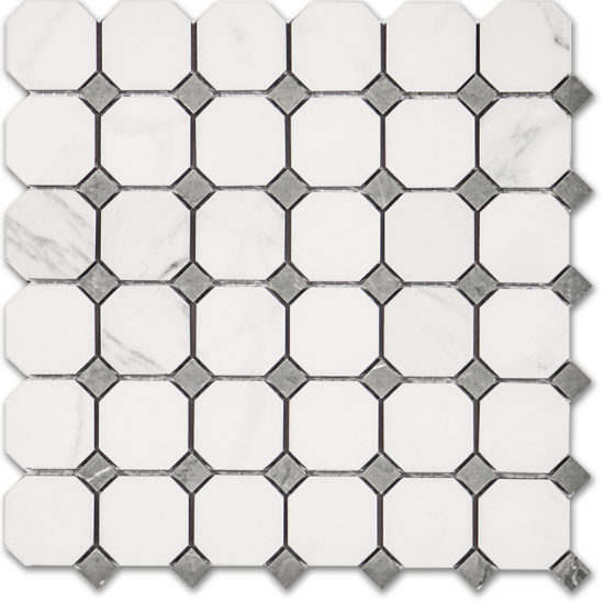Treasure Statuario Polished Octagon/Dot Mosaic | Qualis Ceramica | Luxury Tile and Vinyl at affordable prices