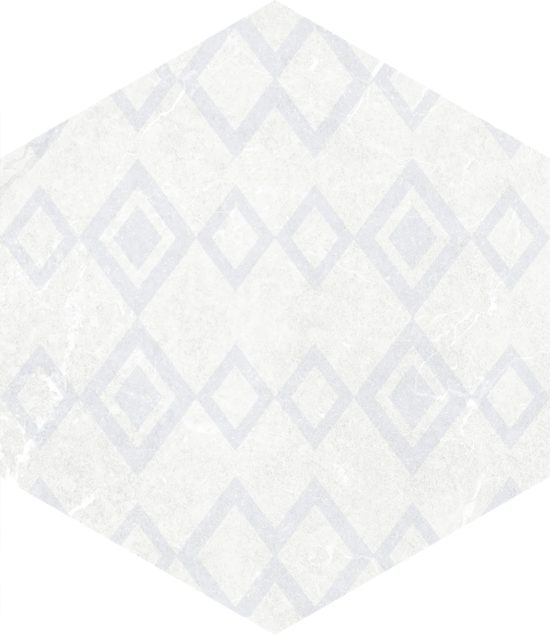 Form 5.5X6.3” White Decor Hexagon | Qualis Ceramica | Luxury Tile and Vinyl at affordable prices