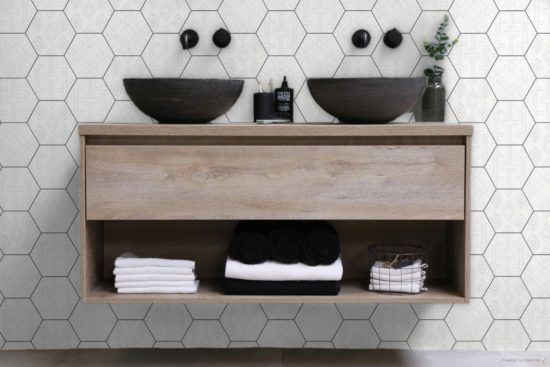 Form 5.5X6.3” White Decor Hexagon | Qualis Ceramica | Luxury Tile and Vinyl at affordable prices