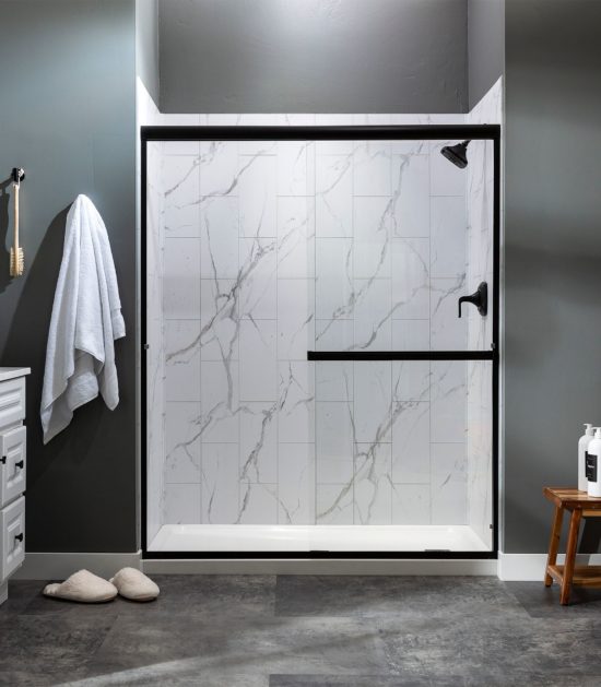 Carrara Marble Shower Wall Kit 32x60x78 | Qualis Ceramica | Luxury Tile and Vinyl at affordable prices