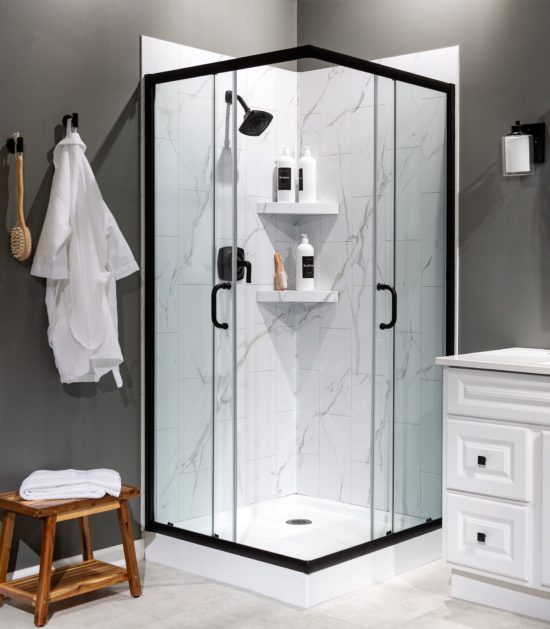 Carrara Marble Shower Wall Kit 36x36x78 | Qualis Ceramica | Luxury Tile and Vinyl at affordable prices