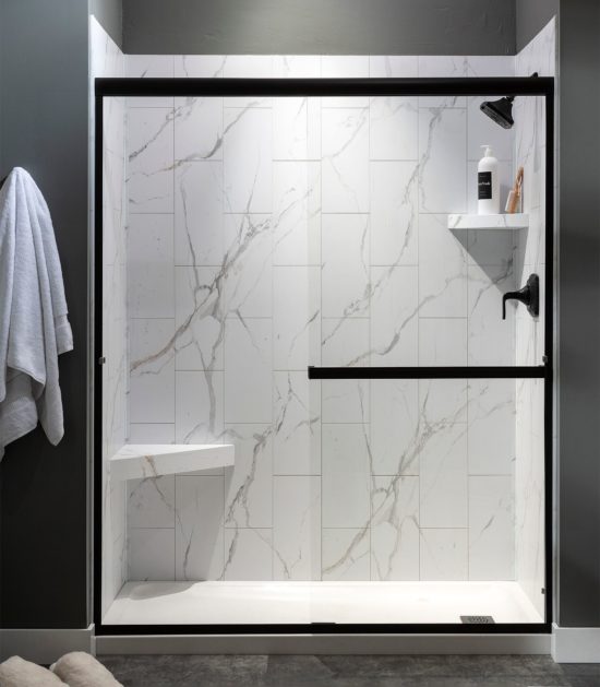Carrara Marble Shower Wall Kit 36x60x78 | Qualis Ceramica | Luxury Tile and Vinyl at affordable prices